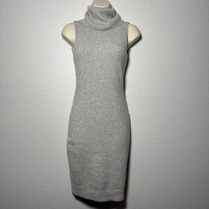 Guess Women Sweater Dress Ama Turtleneck Sleeveless Wool Blend Light Grey Sz XS